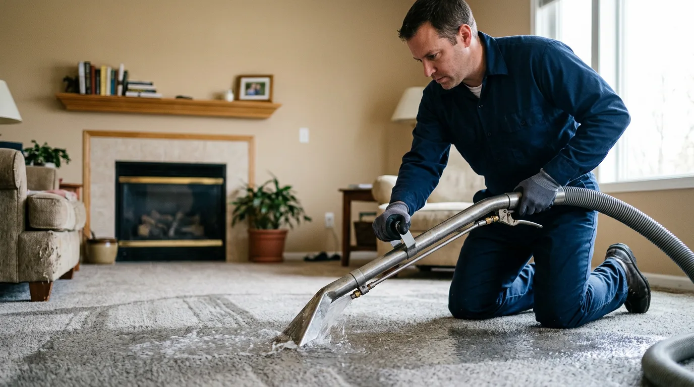 Water damage restoration technician working near Vantage, WA